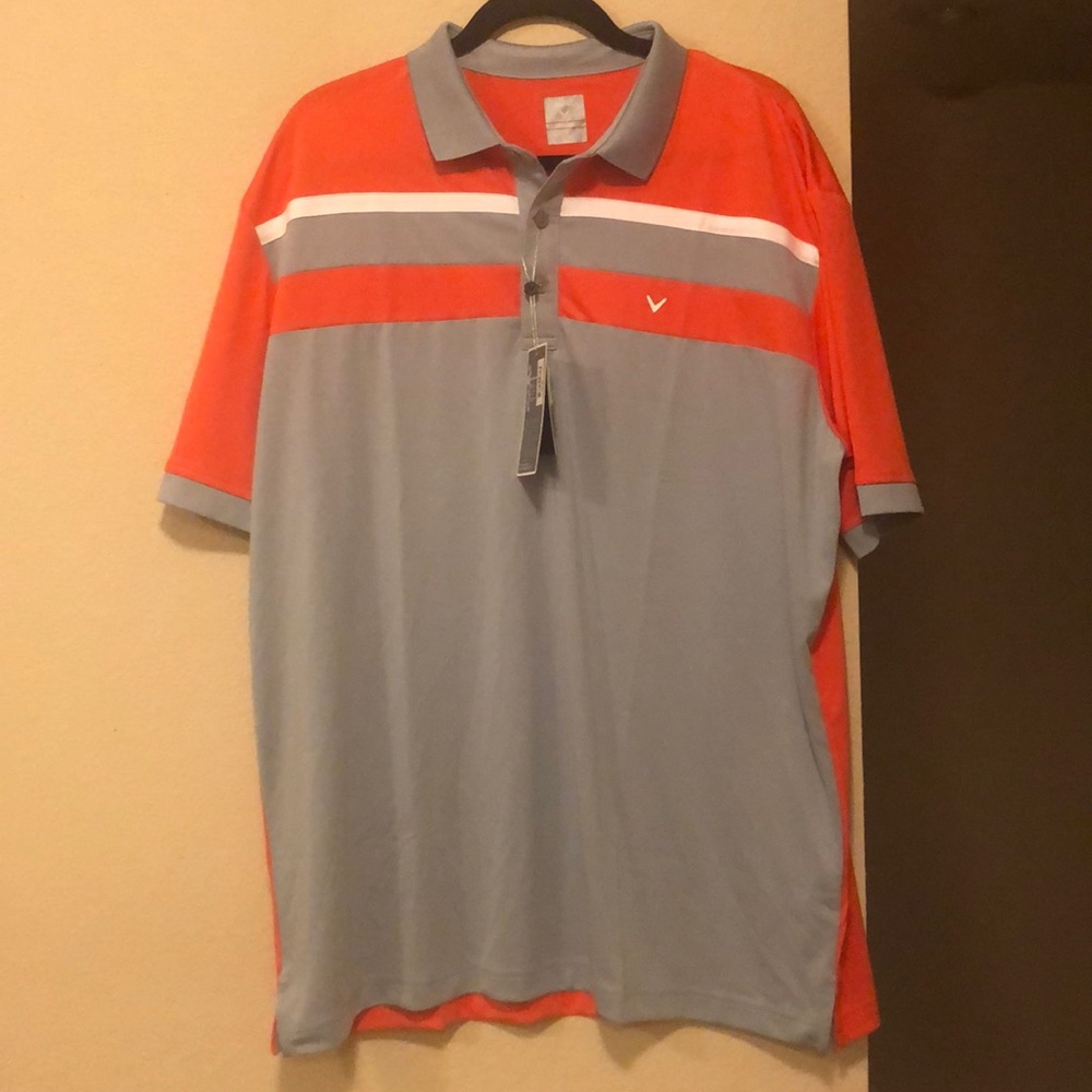 Orange and grey golf shirt